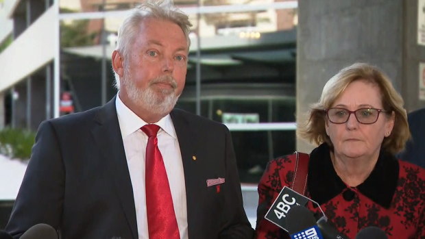 Bruce and Denise Morcombe speaking after the coroner’s findings were revealed in 2019.