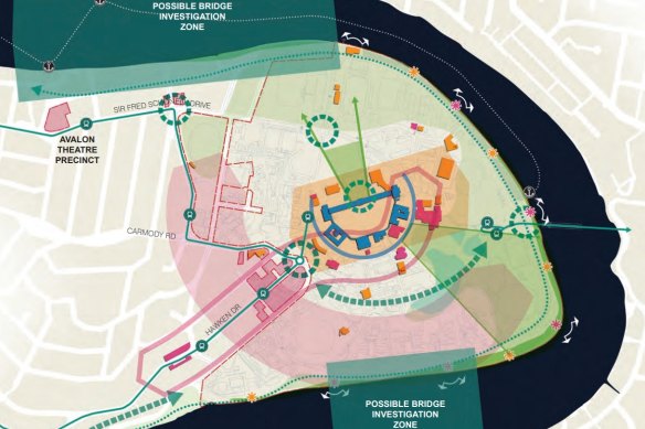 The proposed bridge on the West End side of the campus is part of Brisbane City Council’s green bridge program.