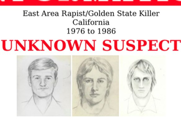 In this undated photo released by the FBI shows artist renderings of a serial killer and rapist, also known as the "East Area Rapist" and "Golden State Killer" from 1976 to 1986. 