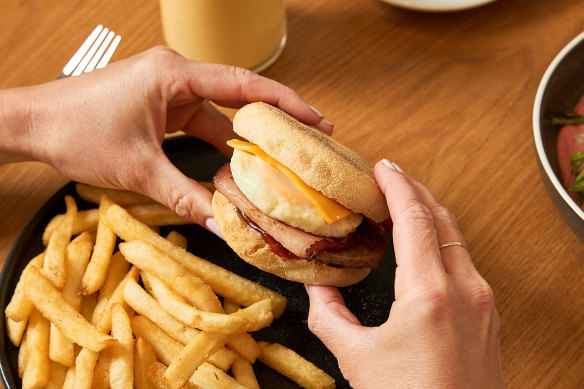 Leaps and Bounds’ breakfast muffin (hot chips optional).