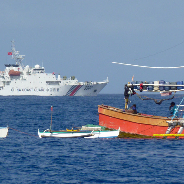 A Philippine fishing boat near Scarborough Shoal, where the Chinese Coast Guard patrols.