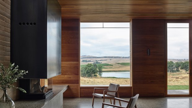 The new Delatite cellar door provides sweeping views of the landscape.