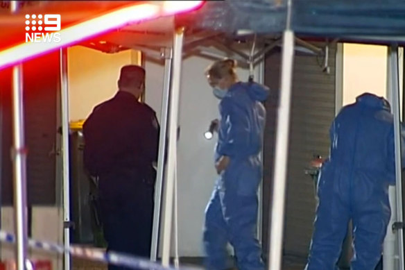 Forensic officers have been going over the scene since the shooting.
