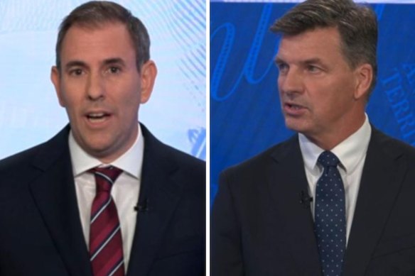 The debate between Jim Chalmers and Angus Taylor was dominated by a man who wasn’t there – Donald Trump.