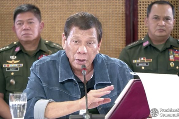 Then Philippine president Rodrigo Duterte in 2020.