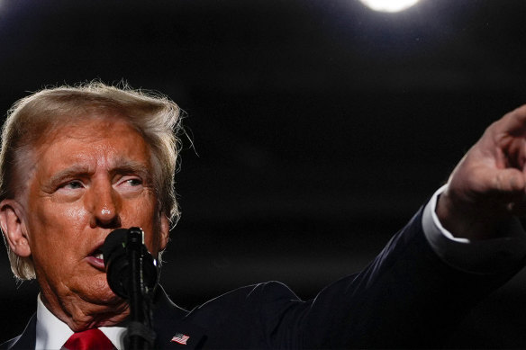 Donald Trump speaking at a rally.