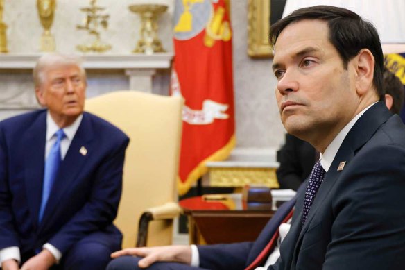 Free speech crusade: US Secretary of State Marco Rubio in the Oval Office with President Donald Trump.