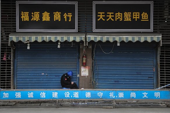 The Wuhan “wet market” where the first case of the virus was traced to. 
