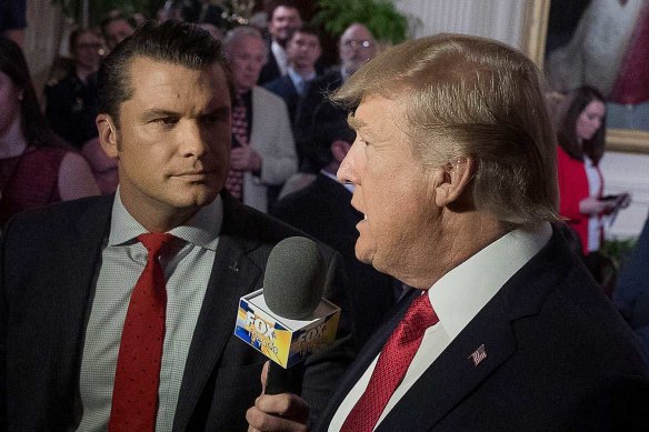Pete Hegseth interviewing Trump in his capacity as a Fox News reporter in 2017.