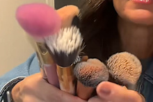Makeup brushes after being cleaned in the washing machine