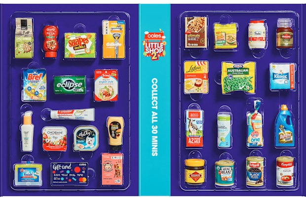 Coles Little Shop collection, miniature plastic replicas of Australian supermarket products. 
