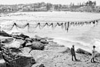 The shark net installed at Coogee Beach in Sydney in 1922 after two fatal attacks.