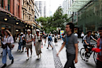 High street Pedestrians traffic at Pitt Street Mall, Sydney. Towards 2036 series. Sydney. January 14, 2026. Photo: Louise Kennerley