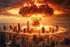 An AI-generated image of a nuclear strike on Tel Aviv, posted on the X account of Prime Minister Benjamin Netanyahu on October 25.