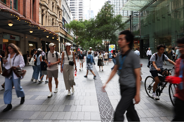 Shoppers at Pitt Street Mall in Sydney.