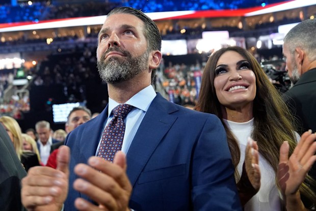 Donald Trump Jr., and his fiancé Kimberly Guilfoyle at the 2024 Republican National Convention.