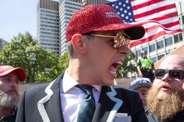 Right-wing commentator Milo Yiannopoulos was the parade's grand marshal.