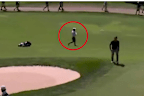 Alejandro Tosti’s caddie Cliff Ellis storms off the course.