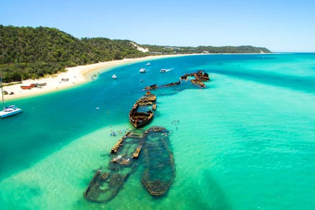 Tangalooma wrecks on Moreton Island near Brisbane is a popular cruise stop.