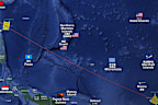 A Taiwanese government official released this image showing the trajectory of the Chinese test missile.