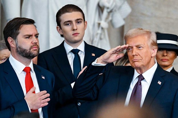Barron Trump (centre) at his father's inauguration.