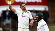 Mitchell Starc claims the wicket of Temba Bavuma.