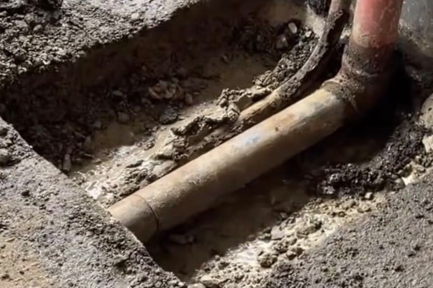 The leaking pipe is now under repair days after the video was released.