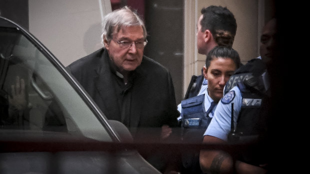 George Pell arrives at the Supreme Court in June for the last day of his appeal hearing.