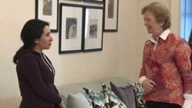 Sheikha Latifa's family released photos of her with Mary Robinson, a former United Nations High Commissioner for Human Rights, purporting to show her safely home after a kidnapping.
