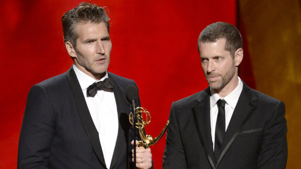 Emmy-winners: Game of Thrones showrunners David Benioff and D.B. Weiss.