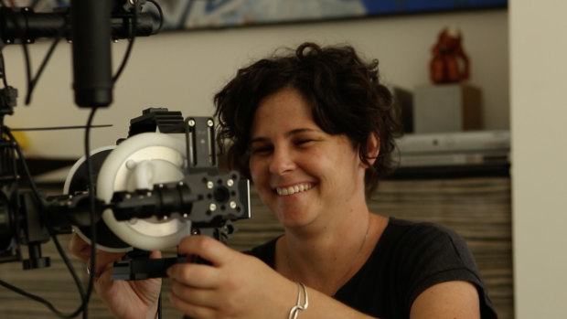 Michelle Flynn, founder of adult entertainment company Lightsouthern, with her built-from-scratch VR camera.