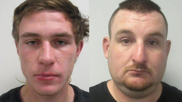 Police are searching for 24-year-old Kyle Martin (left) and 35-year-old Thomas Myler (right). 