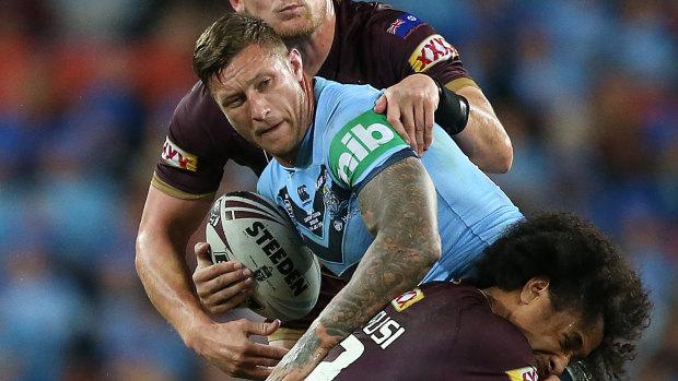 Fiery debut: Tariq Sims was heavily involved in his first Origin match.
