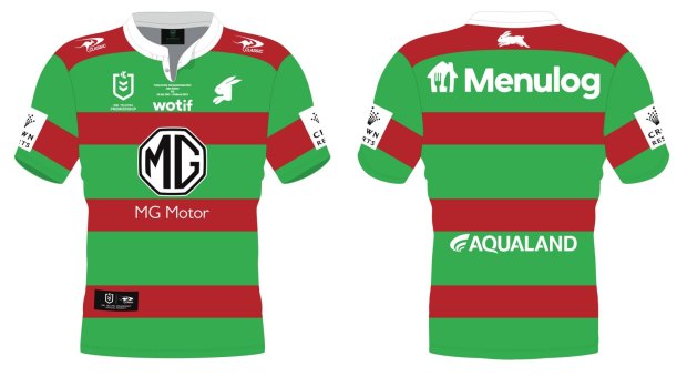 A mock-up of the jersey Souths will wear on Saturday, featuring the torn Rabbitoh logo.