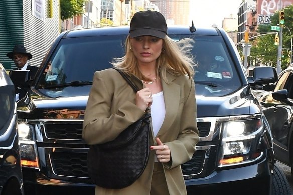 Margot Robbie sporting a baseball cap in New York.