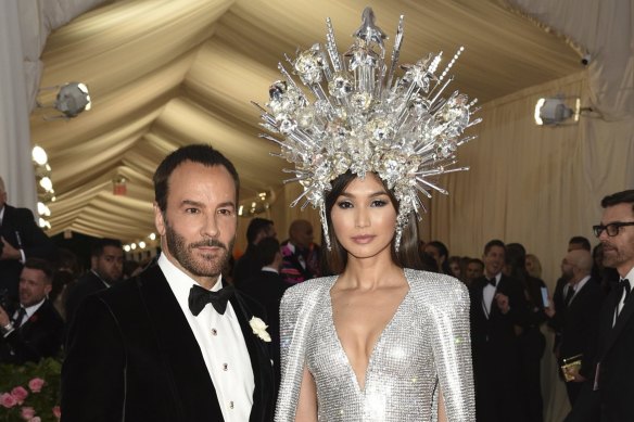 Tom Ford, left, and Gemma Chan attend The Metropolitan Museum of Art’s Costume Institute benefit gala celebrating the opening of the “Camp: Notes on Fashion” exhibition on Monday, May 6, 2019, in New York. 