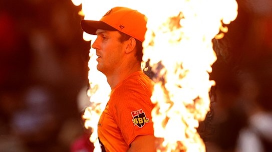 Scorchers big gun Mitchell Marsh heads out for the BBL final. 