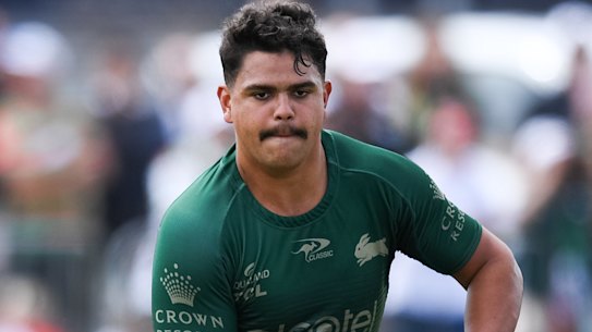 Latrell Mitchell at training South Sydney training on Tuesday.