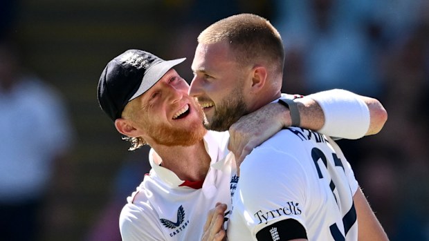 Gus Atkinson and Ben Stokes in happier times during the Ashes.
