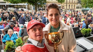 Cup-winning jockey Michelle Payne with her brother, strapper Steven Payne.