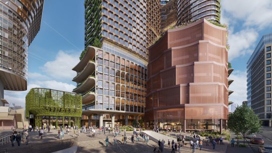 The final two elements of the $3 billion Central Place Sydney project are the Connector building and the Pavilion.