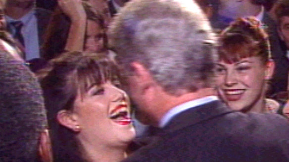 President Bill Clinton meets Monica Lewinsky at a fundraiser event in 1996.