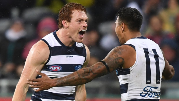 New Cat Gary Rohan, with teammate Tim Kelly, has been revitalised by his move to Geelong.