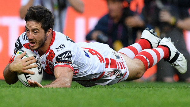 Breathing fire: Ben Hunt crossed for a brilliant try just before half time.
