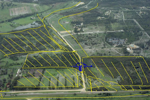 Former Macro taskforce detective Robert Kays was responsible for the search operations for the surrounding areas where Jane’s body was found. This photo indicates where searches were carried out.