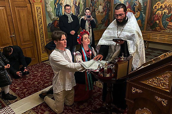 Yaryna Arieva and Sviatovslav Fursin getting married just hours after Russia launched its invasion of Ukraine.