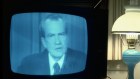 Richard Nixon announces his resignation from the Oval Office. 