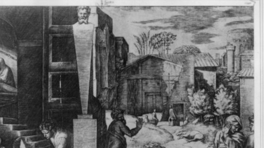 A line engraving by Marc Antonio Raimondi  shows the suffering of a town in Europe during the bubonic plague outbreak in the Middle Ages. Natural interest rates remained lower than normal in the wake of the outbreak.