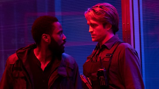 John David Washington and Robert Pattinson in a scene from Tenet.