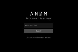A screenshot of the website of encrypted chat application Anom.